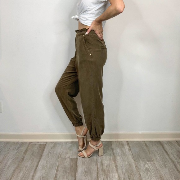 NWOT ZARA high waist joggers lyocell paper bag waist cabincore - Picture 3 of 12